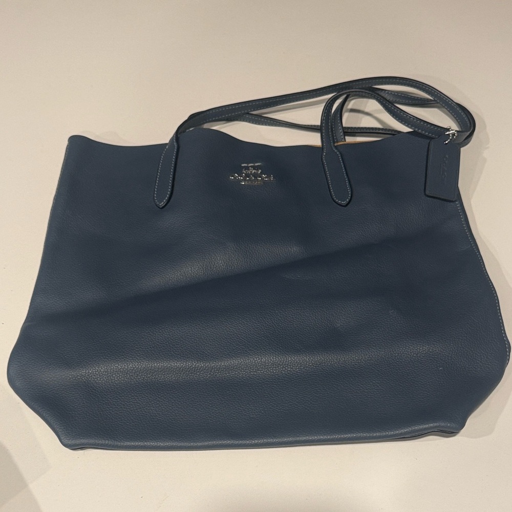 Coach Dark Blue Leather Tote